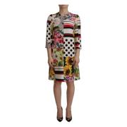 Patchwork Charmeuse Jurk Dolce & Gabbana , Multicolor , Dames