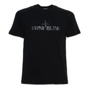 Slim Fit Reflecterend Logo T-shirt Stone Island , Black , Heren