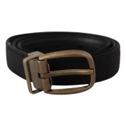 Elegante Leren Riem - Zwart Dolce & Gabbana , Black , Heren