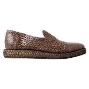 Elegante Leren Slipper in Bruin Dolce & Gabbana , Brown , Heren