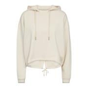 Casual Cropped Hoodie Sweatshirt Ecru MOS Mosh , Beige , Dames