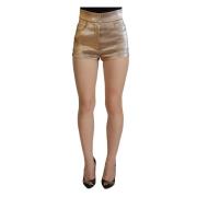 Gouden High Waist Hot Pants Shorts Dolce & Gabbana , Yellow , Dames