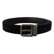 Elegante zwarte leren riem met zilveren gesp Dolce & Gabbana , Black ,...