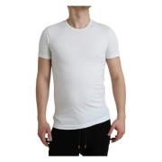 Wit katoenen T-shirt met ronde hals en ondergoed Dolce & Gabbana , Whi...