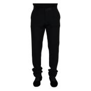 Elegante Zwarte Wollen Broek Dolce & Gabbana , Black , Heren