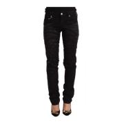 Elegante Zwarte Versierde Slim Fit Jeans Just Cavalli , Black , Dames