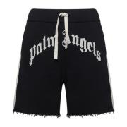 Zwarte Katoenen Shorts met Logoprint Palm Angels , Black , Heren