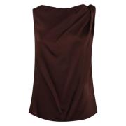 Zwarte Ribes Viscose Mouwloze Blouse Liviana Conti , Brown , Dames