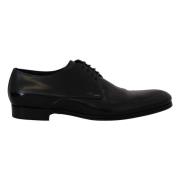 Elegante Zwarte Leren Derby Schoenen Dolce & Gabbana , Black , Heren