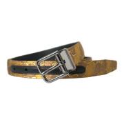 Elegante gouden leren riem Dolce & Gabbana , Yellow , Heren