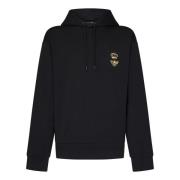 Zwarte Geborduurde Katoenen Hoodie Dolce & Gabbana , Black , Heren