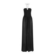 Zwarte Zijden Georgette Strapless Jurk Tom Ford , Black , Dames