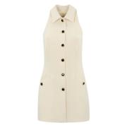 Crepe Mouwloze Jurk met Metalen Knopen Twinset , Beige , Dames