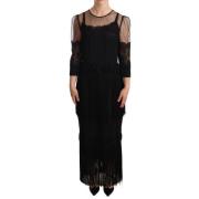 Elegante Kanten Midi Jurk in Zwart Dolce & Gabbana , Black , Dames