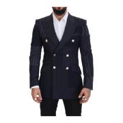 Navy Blue Double-Breasted Slim Fit Blazer Dolce & Gabbana , Blue , Her...