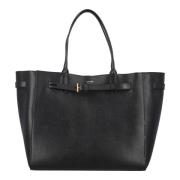 Zwarte Leren Tote Tas Tom Ford , Black , Dames