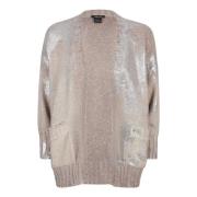 Beige Metallic Sweater Made in Italy Avant Toi , Beige , Dames