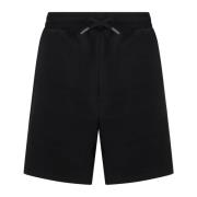 Katoenen Sportshorts met Trekkoord Taille Ami Paris , Black , Heren