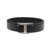 Bruin leren riem met T-logo Tod's , Black , Heren