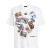 Wit Jersey Crew Neck Logo T-shirt Dolce & Gabbana , White , Heren