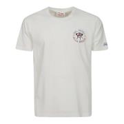 Wit Katoenen T-Shirt met Borstprint MC2 Saint Barth , White , Heren