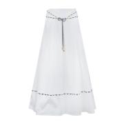 Wijd Uitlopende Rok met Rits en Haak Elisabetta Franchi , White , Dame...