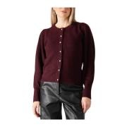 Bordeaux Gebreid Vest Elegante Touch Neo Noir , Red , Dames