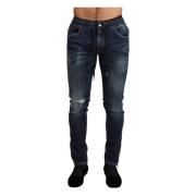 Elegante Donkerblauwe Skinny Jeans Dolce & Gabbana , Blue , Heren