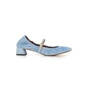 Denim Ballerina Schoenen met Vierkante Hak Lanvin , Blue , Dames