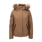 Parka met bontkraag, rits en knopen Woolrich , Brown , Dames