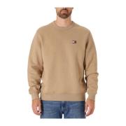 Bruine Crew Neck Badge Sweater Tommy Jeans , Brown , Heren