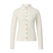 Geribbeld Shirt Blouse Stijl Vince , Beige , Dames