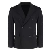 Dubbelrijige blazer met reverskraag Paolo Pecora , Black , Heren