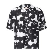 Zijden Korte Mouw Bloemenshirt Marni , Black , Heren