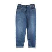 Ritssluiting Knoop Wijde Pijp Jeans Elisabetta Franchi , Blue , Dames