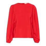 Scarlet Blouse met Pofmouwen InWear , Red , Dames