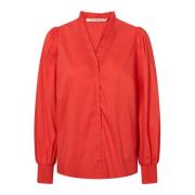 Vrouwelijk Shirt met Smockdetails RUE de Femme , Red , Dames