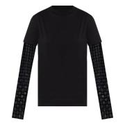 Zwart Zilveren Tweelaagse T-shirt Givenchy , Black , Dames