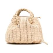 Beige Raffia Schoudertas Hereu , Beige , Dames