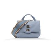 Italiaanse leren crossbody tas met metalen details Zanellato , Blue , ...