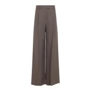 Bruine Linnen Blend Broek Brunello Cucinelli , Brown , Dames