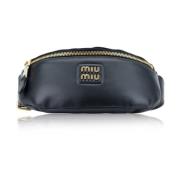 Leren dames heuptas met rits Miu Miu , Black , Dames