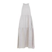 Chique Nude Maxi Jurk Peserico , Gray , Dames