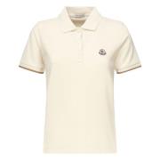 Witte Poloshirt met Gestreepte Manchetten Moncler , White , Dames