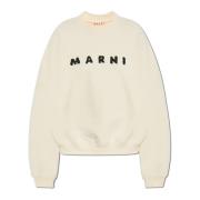 Sweatshirt met logo Marni , Beige , Dames