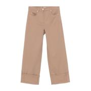 Bruine Wijde Broek Stijlvolle Omgeslagen Zoom Max Mara , Brown , Dames