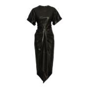 Leren aansluitende jurk Balmain , Black , Dames