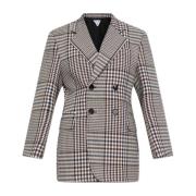 Double-breasted blazer met ruitpatroon Bottega Veneta , Gray , Dames