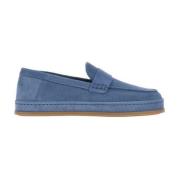 Blauwe Suède Mocassins met Unieke Zool Hogan , Blue , Dames