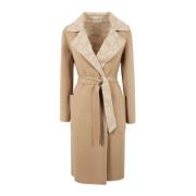 Kameel Wollen Jas met Riem Max Mara , Beige , Dames